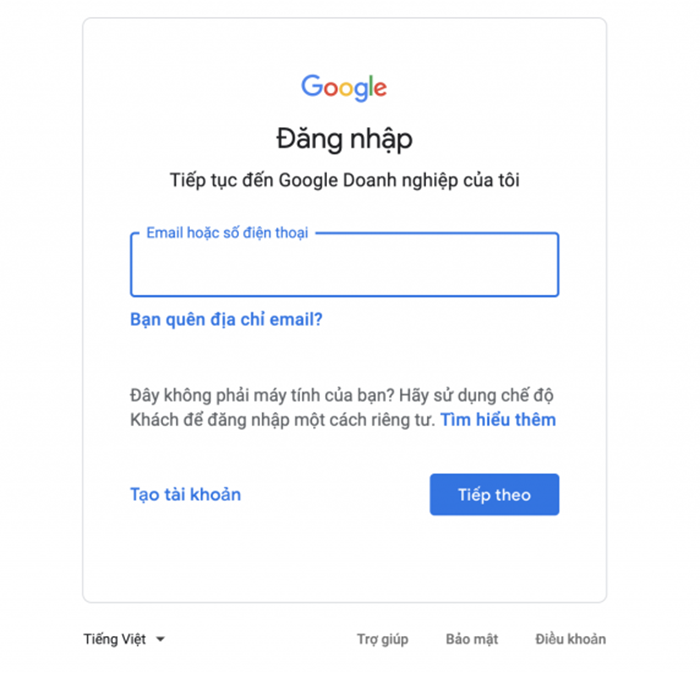 Đăng nhập tài khoản Gmail